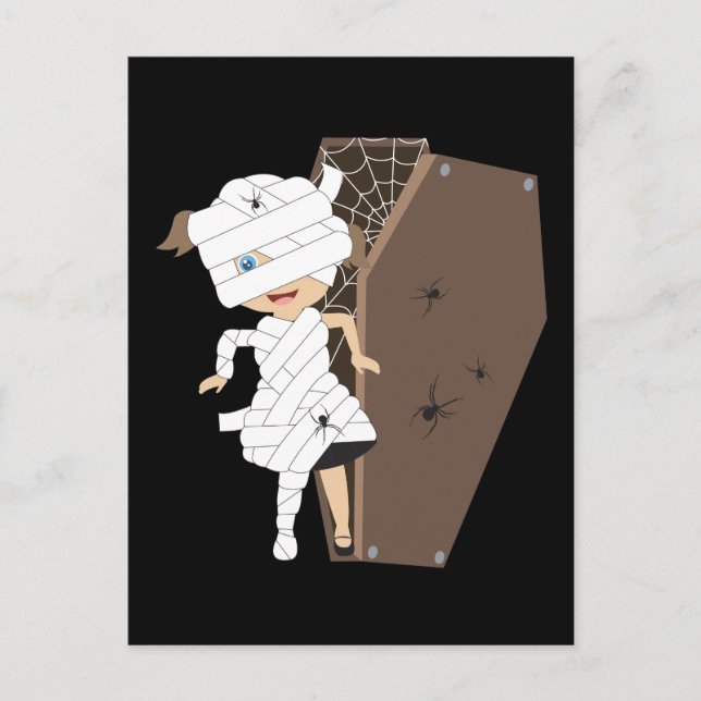 Niedliches Girl-Mummy-Coffin Halloween-Design Postkarte (Vorderseite)