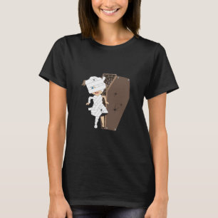 Niedliches Girl-Mummy-Coffin Halloween-Design T-Shirt