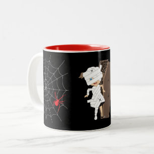Niedliches Girl-Mummy-Coffin Halloween Zweifarbige Tasse