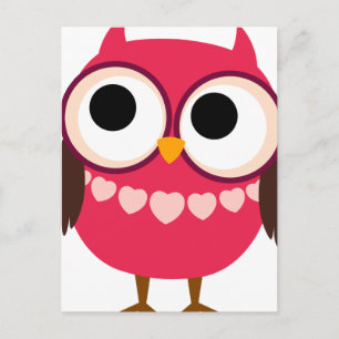 Niedliches Girl Owl mit Herzklammer Postkarte