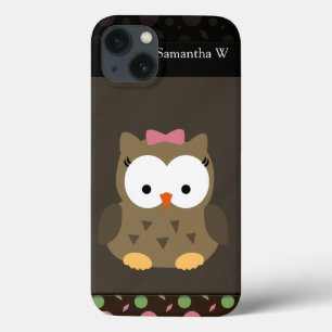 Niedliches Girl-Owl, rosa/grün/braun Case-Mate iPhone Hülle