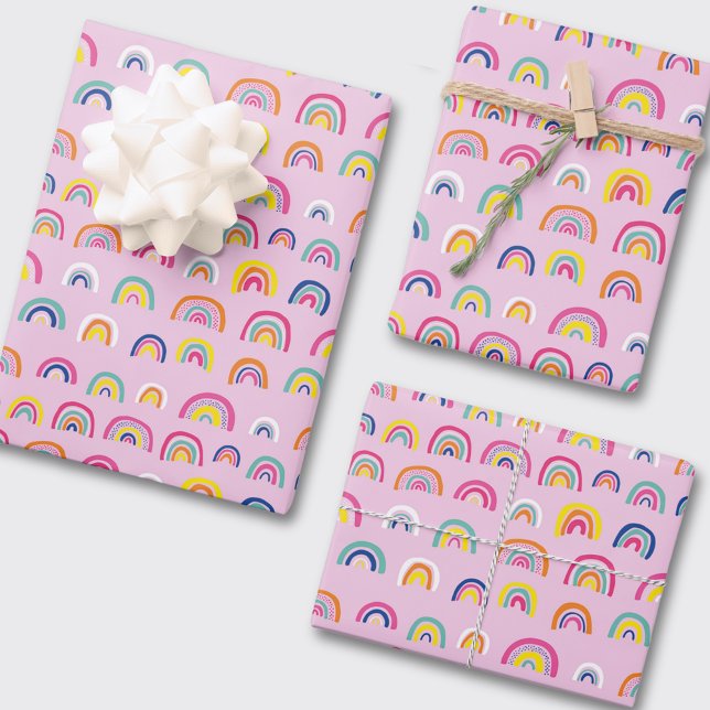Niedliches Girl-Pink-Regenbogenmuster Geschenkpapier Set (Von Creator hochgeladen)