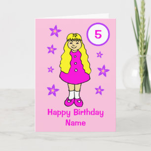Niedliches Girl Pink Stars Age Geburtstag Karte