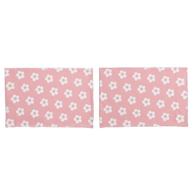 Niedliches Girl Pink White Daisy Blumenmuster Kissenbezug (Vorderseite-Set)