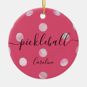 Niedliches Girl-Rosa-Pickleball Keramik Ornament