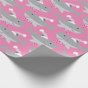 Niedliches Girl Santa Shark Wrapping Paper Geschenkpapier
