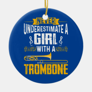 Niedliches Girl Trombone Player Funny Trombone-Ges Keramik Ornament