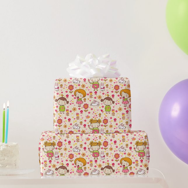 Niedliches Girl Wrapping Paper Geschenkpapier (Partygeschenke)