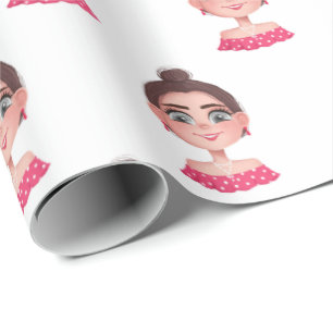 niedliches Girlie-Portrait mit großen Augen Geschenkpapier
