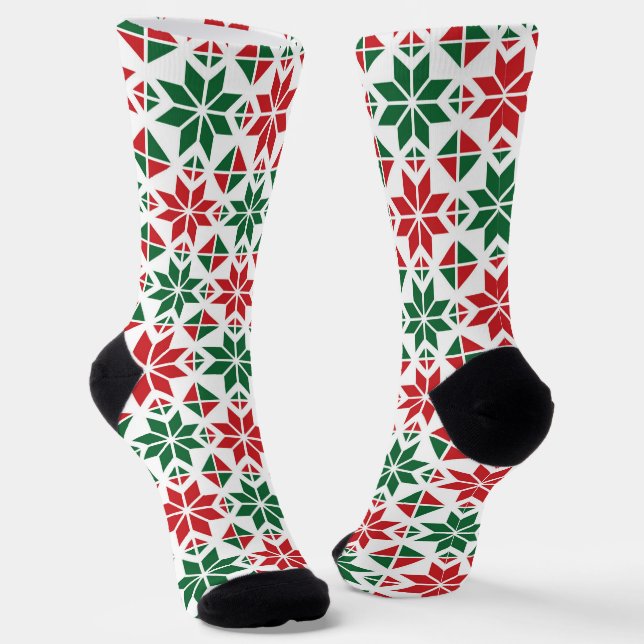 Niedliches Girls Weihnachten Snowflake Illustriert Socken (Gewinkelt)
