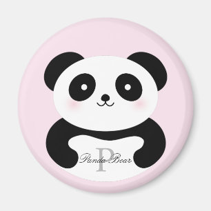 Niedliches Girly Baby-Panda-Bärn-Monogramm Magnet