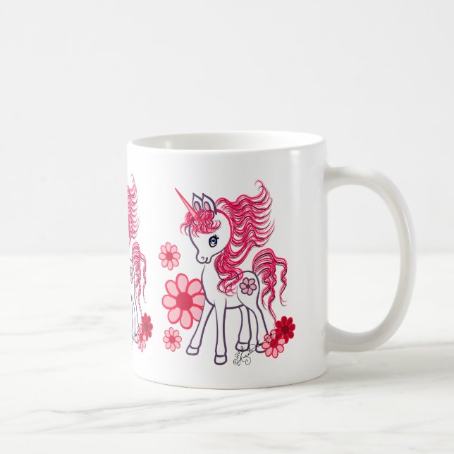 Niedliches Girly Babyunicorn-Rot Kaffeetasse (Rechts)
