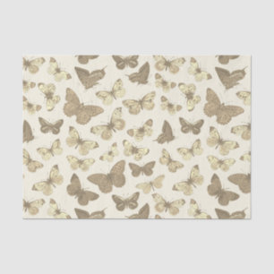 Niedliches Girly Beige Butterfly-Muster Seidenpapier