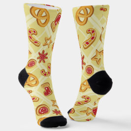 Niedliches Girly Christmas Gebäck Illustriertes Mu Socken