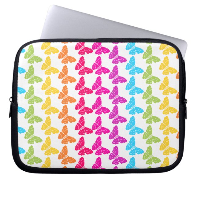 Niedliches Girly Colorful Rainbow Butterfly Patter Laptopschutzhülle (Vorderseite)