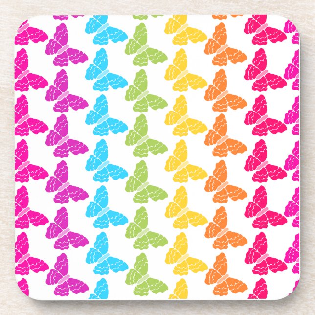 Niedliches Girly Colorful Rainbow Butterfly Patter Untersetzer (Vorderseite)
