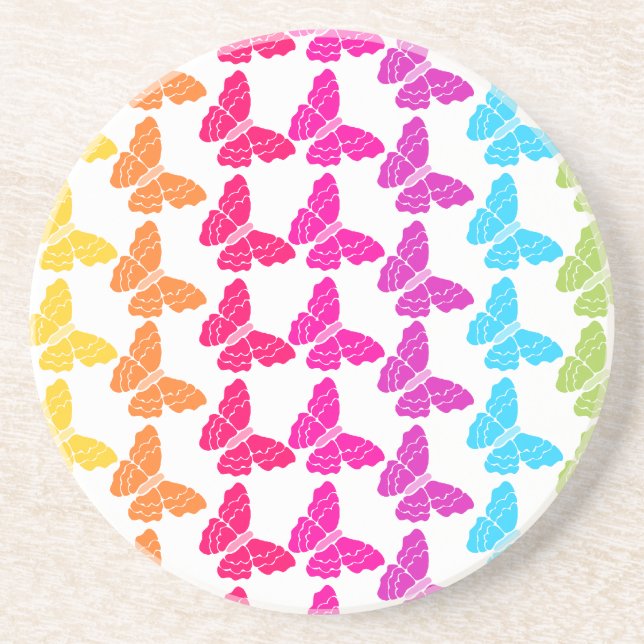 Niedliches Girly Colorful Rainbow Butterfly Patter Untersetzer (Vorne)