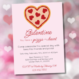 Niedliches Girly Galentine's Day Valentine's Pizza Einladung