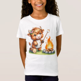 Niedliches Girly Highland Cow Camping Smores T-Shirt