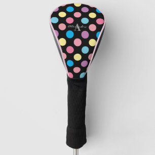 Niedliches Girly Pastel Polka Dots Muster Monogram Golf Headcover