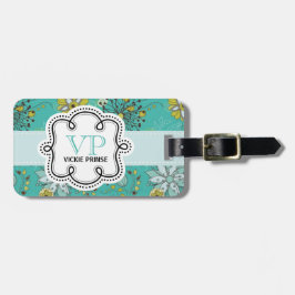 Niedliches Girly personalisiertes blumiges Gepäckanhänger