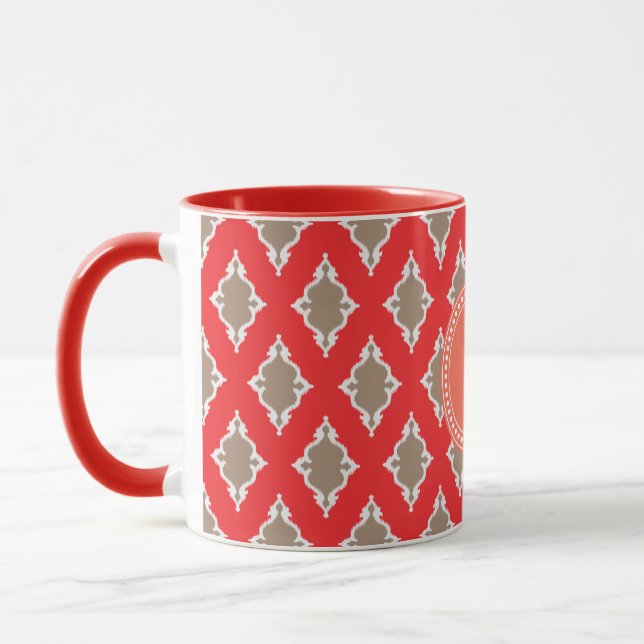 Niedliches girly rotes ikat Stammes- Tasse (Links)