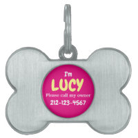 Niedliches Girly Silver Bone in Hot Pink, individu