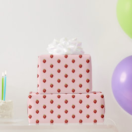 Niedliches Girly Strawberry-Muster in Soft Pink Geschenkpapier