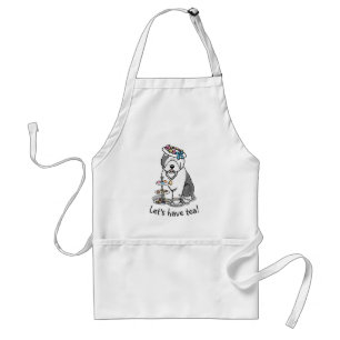 Niedliches Girly Tea Party Altes Englisch Sheepdog Schürze