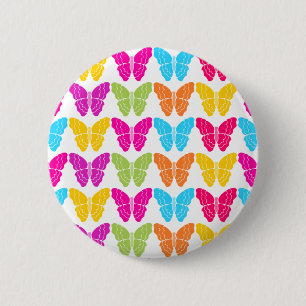 Niedliches Girly Vibranly Rainbow Butterfly Patter Button