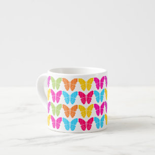 Niedliches Girly Vibranly Rainbow Butterfly Patter Espressotasse