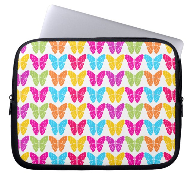 Niedliches Girly Vibranly Rainbow Butterfly Patter Laptopschutzhülle (Vorderseite)
