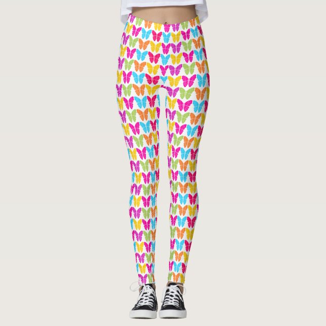 Niedliches Girly Vibranly Rainbow Butterfly Patter Leggings (Vorderseite)