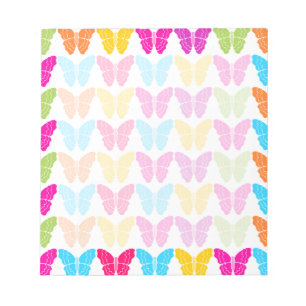 Niedliches Girly Vibranly Rainbow Butterfly Patter Notizblock