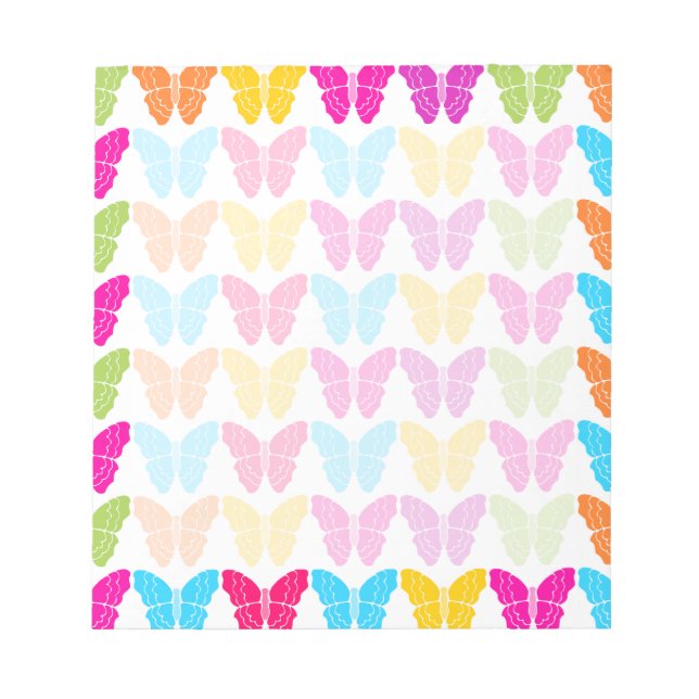 Niedliches Girly Vibranly Rainbow Butterfly Patter Notizblock (Vorderseite)