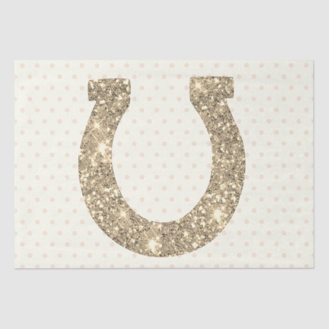 Niedliches Glam Gold Glitzer Horseshoe Seidenpapier (Vorderseite)