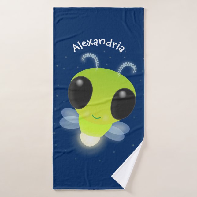 Niedliches Glow Bug Firefrefly Cartoon Illustratio Badhandtuch Set (Badehandtuch)