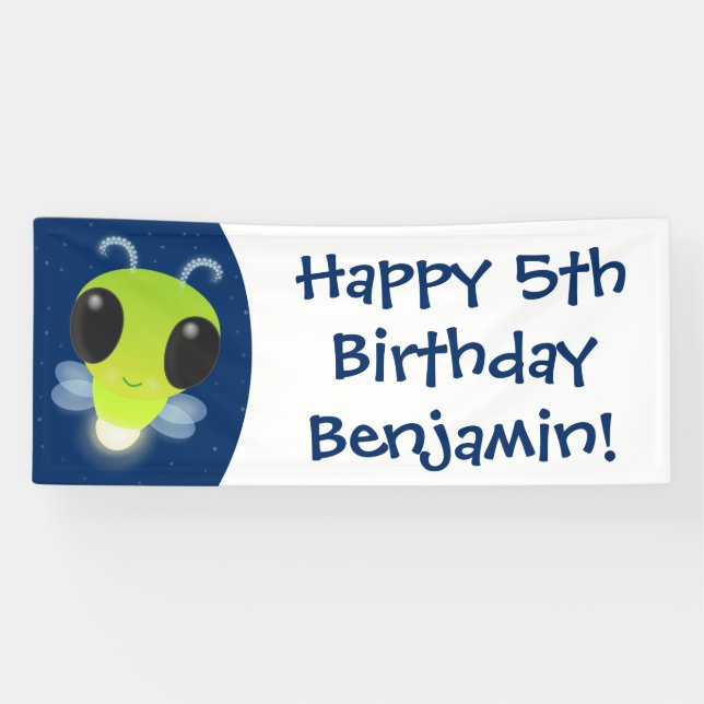 Niedliches Glow Bug Firefrefly Cartoon Illustratio Banner (Horizontal)
