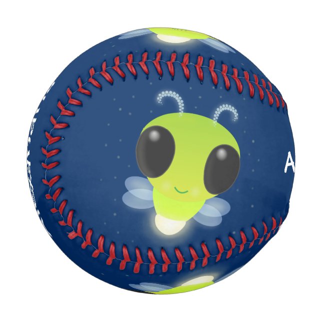 Niedliches Glow Bug Firefrefly Cartoon Illustratio Baseball (Vorderseite Links)