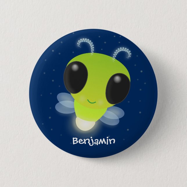 Niedliches Glow Bug Firefrefly Cartoon Illustratio Button (Vorderseite)