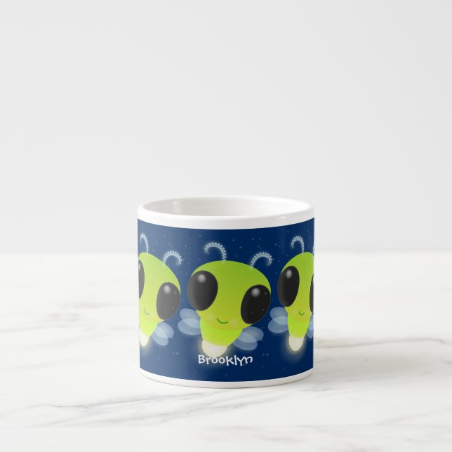 Niedliches Glow Bug Firefrefly Cartoon Illustratio Espressotasse (Vorderseite)