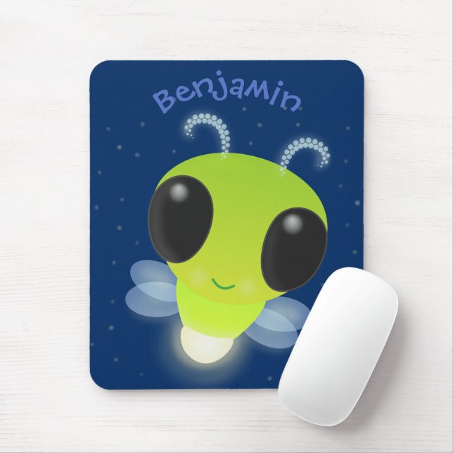 Niedliches Glow Bug Firefrefly Cartoon Illustratio Mousepad (Mit Mouse)