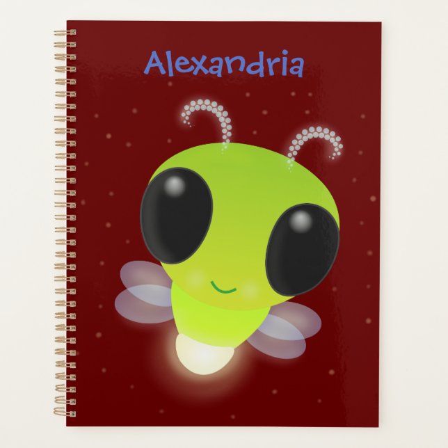 Niedliches Glow Bug Firefrefly Cartoon Illustratio Planer (Vorderseite)