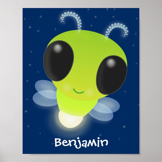 Niedliches Glow Bug Firefrefly Cartoon Illustratio Poster (Vorne)