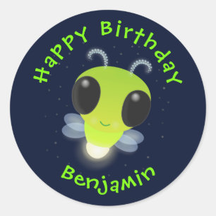 Niedliches Glow Bug Firefrefly Cartoon Illustratio Runder Aufkleber