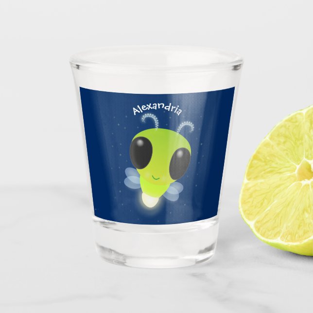 Niedliches Glow Bug Firefrefly Cartoon Illustratio Schnapsglas (Vorderseite)