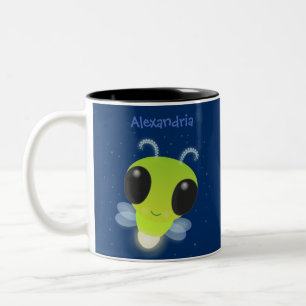Niedliches Glow Bug Firefrefly Cartoon Illustratio Zweifarbige Tasse