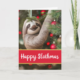Niedliches Glück bei Slothmas mit Sloth in Tree Karte