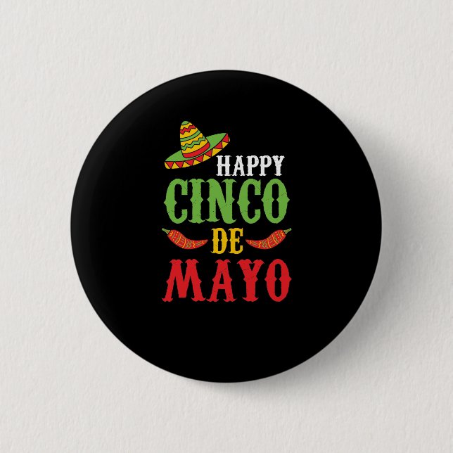 Niedliches Glück Cinco De Mayo Button (Vorderseite)