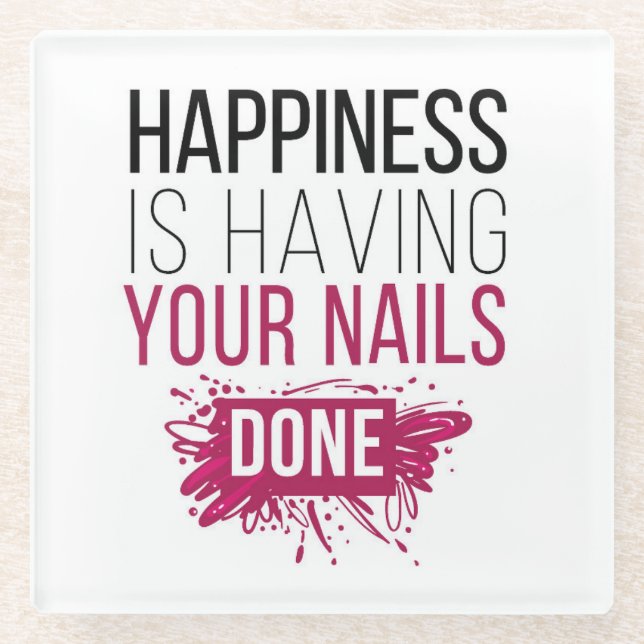 Niedliches Glück hat Ihre getanen Nägel Glasuntersetzer (Vorderseite)